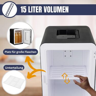 Міні-холодильник KS15: охолодження та підігрів, 15L, 230V/12V, для дому та авто, міні-бар