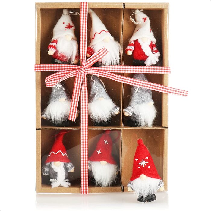Підвіски Санта-Клауса com-four 9 шт. преміум-класу для різдвяної ялинки, чарівні підвіски у вигляді ялинкових фігурок, різдвяні прикраси (дизайн 58 зірок ліній)