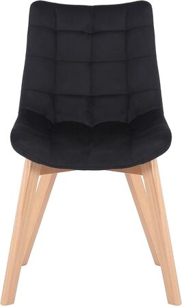 Набір з 2-х обідніх стільців Passaic з велюру, ергономічно м'яко оббиті та з прострочкою, з захистом для підлоги, витримують до 150 кг, колір: чорний