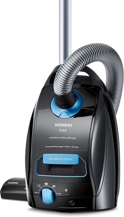 Пилсос Siemens Staubsauger Q5.0 extreme silencePower VSQ5X1230 з мішком, для алергіків, гігієнічний фільтр, 850 Вт, чорний