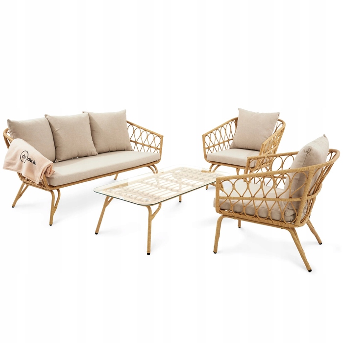 Комплект садових меблів Di Volio Teramo DV-052GF, техноротанг, бежевий, 4 предмети