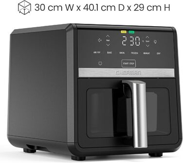 Фритюрниця Chefman TurboFry 8.5 л, 6-в-1, чорна: смаження, випікання, гриль, розігрів, гідратація, розморожування