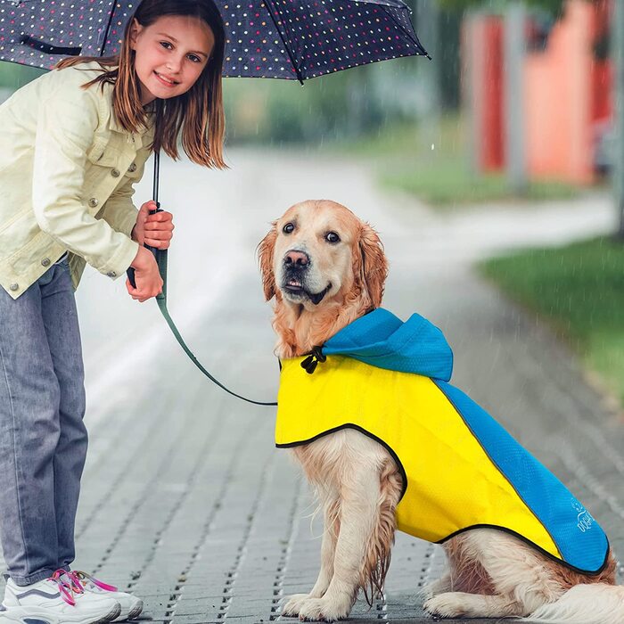 Куртка від дощу Dog DQGHQME, водонепроникна шерсть для собаки, регульована, світловідбиваюча, надлегка (S) жовта/синя