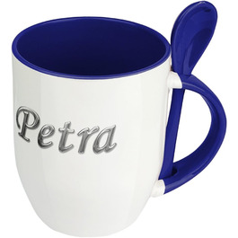 Кружка з цифровим друком Петра - іменний мотив хромований напис - кружка, кавова чашка, кавове горнятко - синій (60 символів)