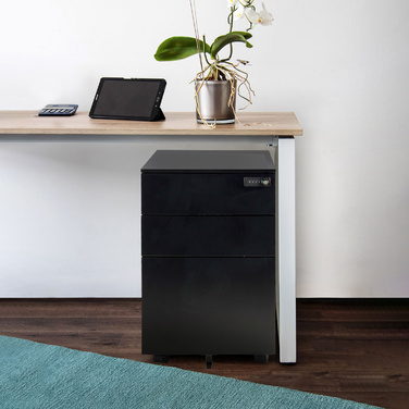 Контейнер на колесах COLOR OS I, метал, чорний колір з кодовим замком, hjh OFFICE