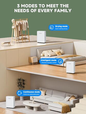 Електричний осушувач повітря 12L/день з таймером, фільтром та захистом від дітей. Тиха робота, смарт-режим, економія енергії, проти цвілі та вологи.