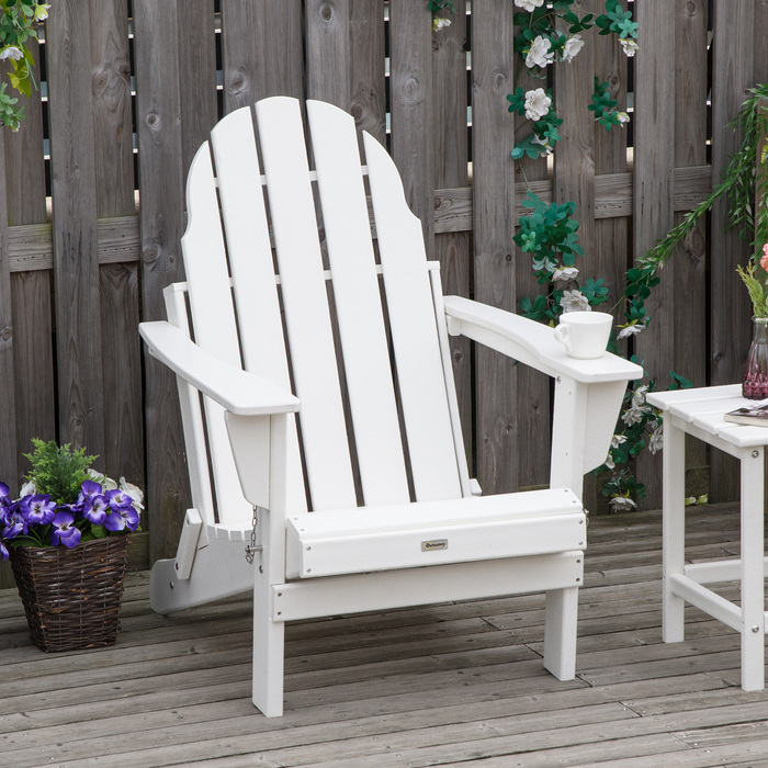 Садове крісло Outsunny Adirondack складне 75x87x93см, біле садове крісло для балкона та садових меблів