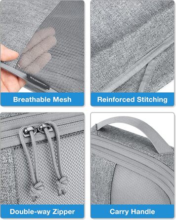 Набір компресійних органайзерів для подорожей BAGSMART (6 шт), міцні пакувальні куби для валізи та ручної поклажі, сірі