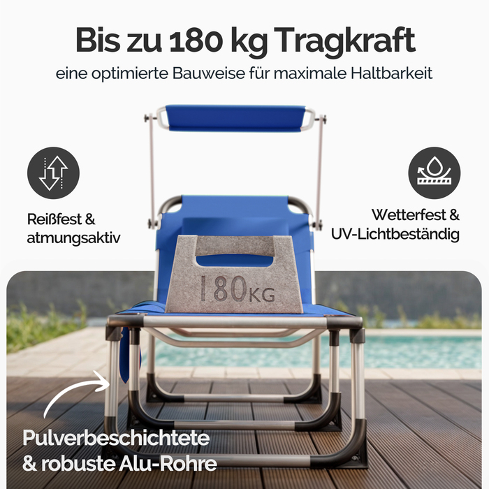 Шезлонг Мальта синій 210x61x35см Alu Sun Canopy