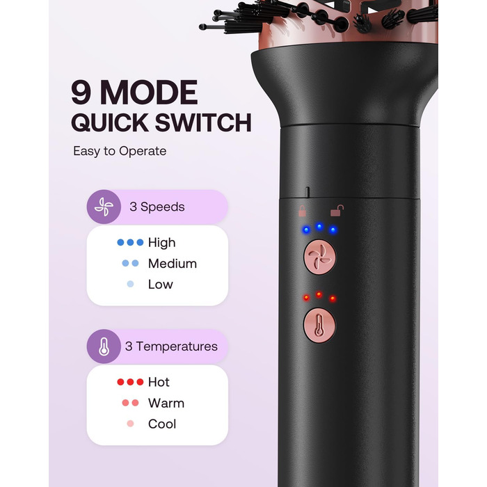 BESTOPE PRO Локкенстаб: Набір для створення локонів 5-в-1 з 3 насадками, регулюванням температури, швидким нагрівом, рукавичкою та кліпсами, рожеве золото (чорний 5-в-1)