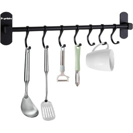 Крюк для кухні Poprkdre без свердління, самоклеюча кухонна рейка з 7 гачками, гачок для одягу без свердління, вантажопідйомність 20 кг