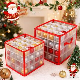 Коробка для зберігання 64 новорічних кулі - Складана сумка для прикрас - Регульовані перегородки та ручки - Пилсторостісна декор-коробка (2 шт.)
