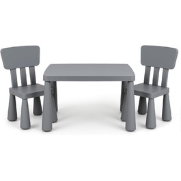 Дитячий стіл LIFEZEAL з 2 стільцями: набір меблів для дітей з пластику сірого кольору