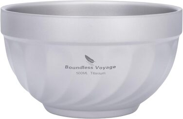 iBasingo Титанові миски з подвійними стінками 500мл та 800мл для каші, їжі, рису, супу. Легкі, портативні, металеві миски для кемпінгу та відпочинку на природі. (500ML Ti1168T)