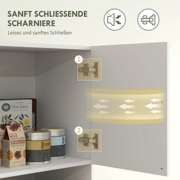 Кухонна шафа з 4 шафками, 6 дверцятами, 12 петлями, стільниця, ДСП, білий