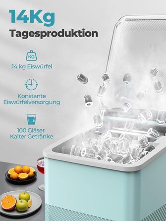Машина для льоду Fohere портативна, самоочищення, 14 кг/24 год, зелена - для дому, бару, офісу, кемпінгу