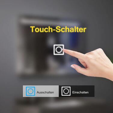 Дзеркало для ванної кімнати MIQU LED 60x50 см з підсвічуванням, тепле/холодне світло, диммування, антизапар, сенсорне управління, прямокутне