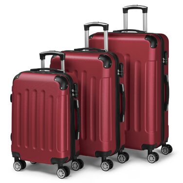 Набір валіз LEADZM 3 шт. з захистом кутів, ABS, телескопічний ручка, ручна поклажа (Бургунді)