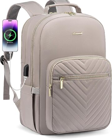 LOVEVOOK Рюкзак для жінок, великий, 15.6 дюймів, для ноутбука, водонепроникний, шкільний, для дівчаток, підлітків, чорний, елегантний, для роботи, для школи, університету, подорожей (15.6 дюймів, Taro-сірий)