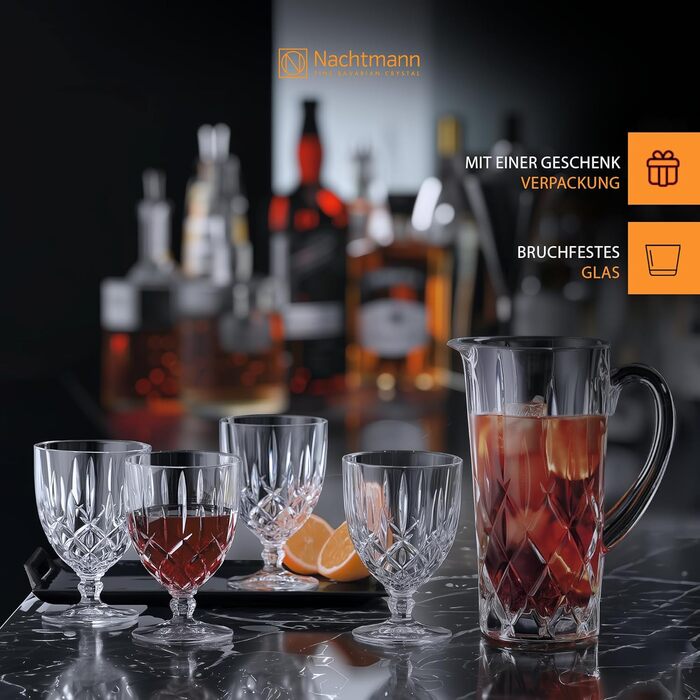 Набір скляного посуду Nachtmann Noblesse (1 кріг + 4 склянки), 1190 мл, кришталеве скло, Made in Germany