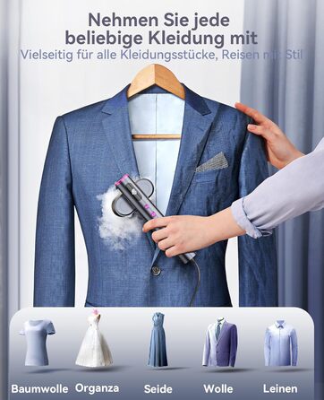 Парoгенератор для одягу Jack & Rose, 110-240V, 1000W, портативний, 2-в-1, для подорожей, сірий