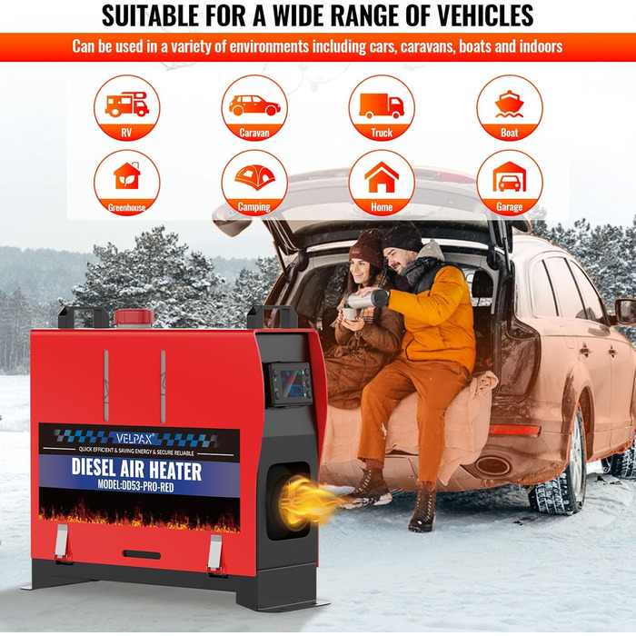 8kW Дизельний Обігрівач з Пультом та LCD-Екраном для Автомобіля, RV, Човна, Вантажівки, 12V