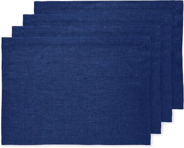 Набори для сервірування столу Solino Home Athena з чистої льону, блакитні, 35,6 x 48,3 см, 4 шт. – 100% льон, ручна робота, можна прати в пральній машині