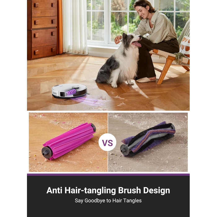 Робот-пилосос EUREKA E20 Plus з самостійною станцією спустошення, 8000Pa, функція миття підлоги, 45 днів автономної роботи, захист від заплутування волосся, AI 3D уникнення перешкод, підходить для світлих підлог