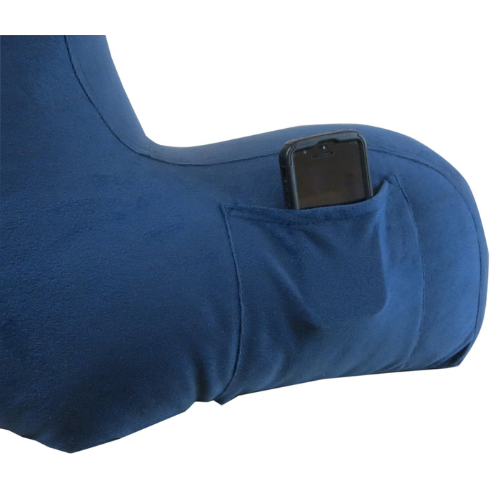 Підставка для ліжка Klear Vu Velours з подушкою для підтримки спини, з кишенею та ручкою, Коко Браун (Темно-синій)