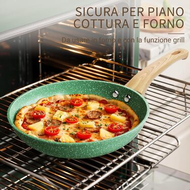 Набір сковорідок Innerwell з кришкою 3 шт. (20, 24, 28 см), індукційні сковороди з керамічним антипригарним покриттям, для професійного використання, безпечні (PFOA-free), придатні для миття в посудомийній машині, м'ятно-зелені