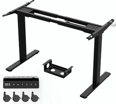 Електричний стіл Homall з регулюванням висоти, 2 мотори, підйом до 100 кг, телескопічний, пам'ять, захист від зіткнень (чорний)