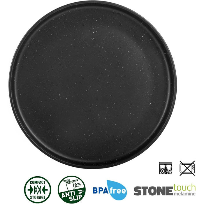 Набір посуду BRUNNER Melamin 16 предметів: тарілки та чашки для кемпінгу (2-4 особи) + ланч-бокс ODETTE, стекований, стійкий до подряпин