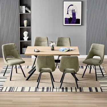 Набір обідніх стільців, 180° обертання, кухонний стілець, стільці для туалетного столика з імітацією бавовни-кашеміру, сучасний м'який стілець для вітальні з металевими ніжками (2 не обертаються, сіро-зелений)