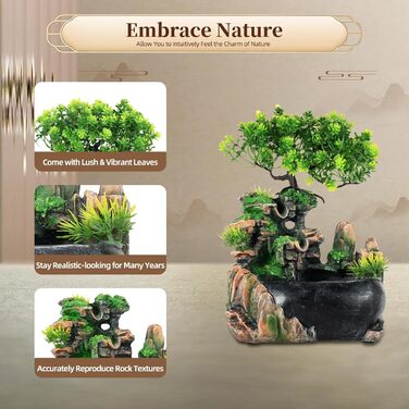 Фонтан для дому | Фонтан-водоспад | Декоративний фонтан для вітальні та офісу | З насосом | 19 x 13 x 28.5 см