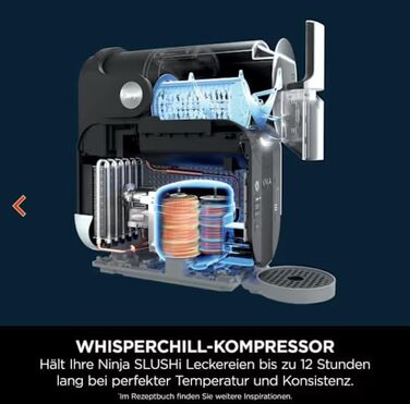 Машина для приготування смузі Ninja SLUSHi, для смузі, коктейлів, фраппе, молочних коктейлів та замороженого соку, без льоду, технологія WhisperChill, об'єм 1.9 л, Orange FS301EUOR