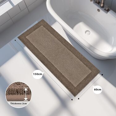 Килимок для ванної кімнати 60 x 150 см, неслизький, миючий, для душу, ванни та підлоги - сіро-коричневий