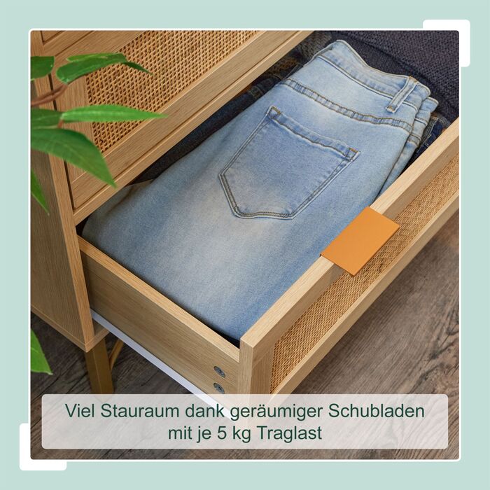 Комод Relaxdays з 3 висувними ящиками, з імітацією ротангу