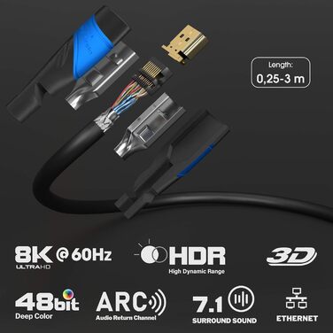 Кріплення для монітора PureMounts® для 1 монітора, регульоване по висоті, нахиляється, повертається, чорне, з HDMI кабелем 3-4K