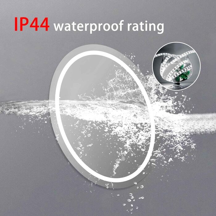 LED дзеркало для ванної кімнати 60x80 см, овальне з підсвічуванням, 3 кольори, регулювання яскравості, антизапарник