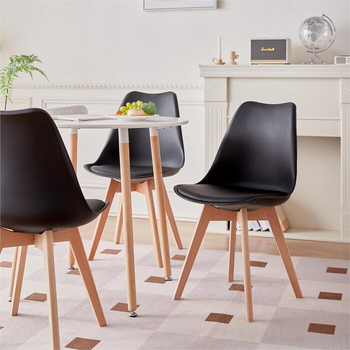 DEYARNA HOME Комплект обіднього столу та стільців, обідній стіл та 4 стільці, стільці з оксамиту, стільниця з МДФ, чорні ніжки столу, сучасний кухонний стіл (Білий/Рожевий, 80 * 80 * 75 см)