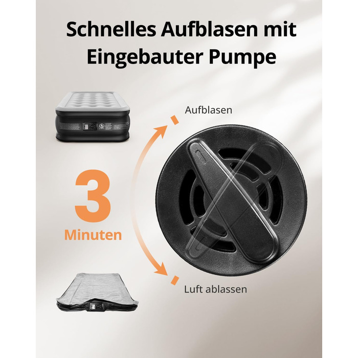 Надувне ліжко Airefina на 1 особу з вбудованим насосом, 99x190x46 см, до 295 кг, з сумкою для перенесення