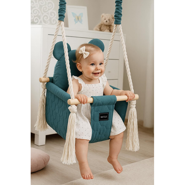 Дитяча гойдалка для дому та вулиці Bär Light Velvet | Гойдалка для малюків з м'яким сидінням