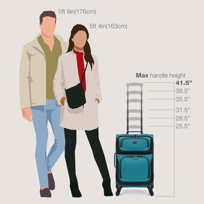 Чемодан ручної поклажі U.S. Traveler Rio, колір кобальт (синьо-зелений), 4 колеса