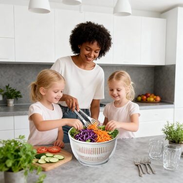 Салатниця-швидкообертач Cozary 4.5L 7-в-1: миття, сушіння, нарізка овочів та фруктів