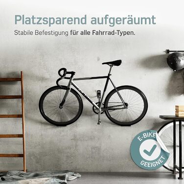 Настінне кріплення для велосипеда Borgen вантажопідйомністю 30 кг - Настінне кріплення для педального велосипеда для електровелосипеда, MTB та шосейного велосипеда (набір з ук, сірий)