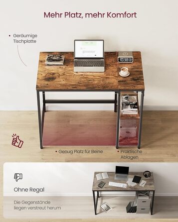 Комп'ютерний стіл VASAGLE 100x50 см, офісний, вінтажний стиль, для робочого кабінету, спальні, вітальні, колір: коричневий + чорний