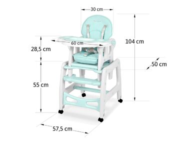 Дитячий стільчик Ricokids Sinco 5в1 - регульований, з функцією гойдання, 3 положення спинки (Турквіс)