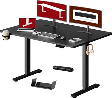 Регульований стіл Sanodesk 110x54 см - компактний стоячий стіл з аксесуарами, для маленьких приміщень, з антиколізійним захистом (білий). Також доступний розмір 140x60 см (чорний)