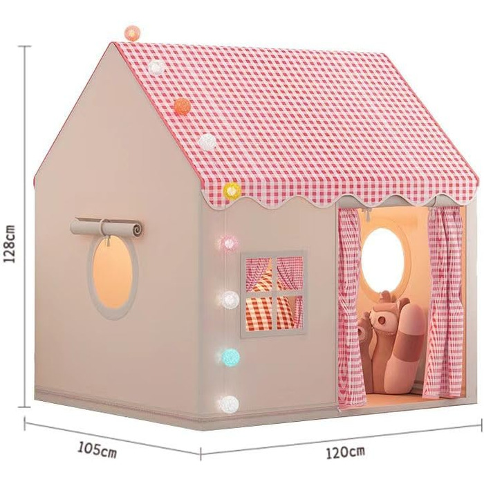 Дитяче намету Роза для дівчаток з LED-підсвіткою та іграшкою-велетнем у вигляді райдужного жаб'яти. Ігровий намет для дітей, намет для дитячої кімнати, розкладний намет для ігор на вулиці. 120 x 105 x 128 см