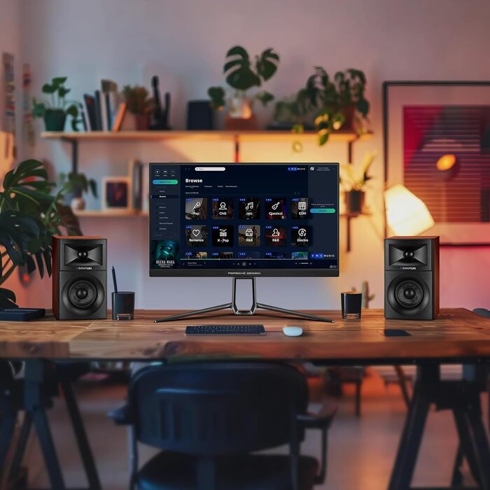 Sanyun SW203: Акустична система 4.0, 60W, 4-Way, DSP, 3D звук, USB/Bluetooth 5.4, AUX, для студії, пара, чорний